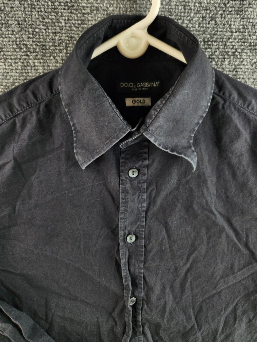 Dolce & Gabbana Gold Black Italy Made Button Up Shirt Stretch 15.75 (40) Men